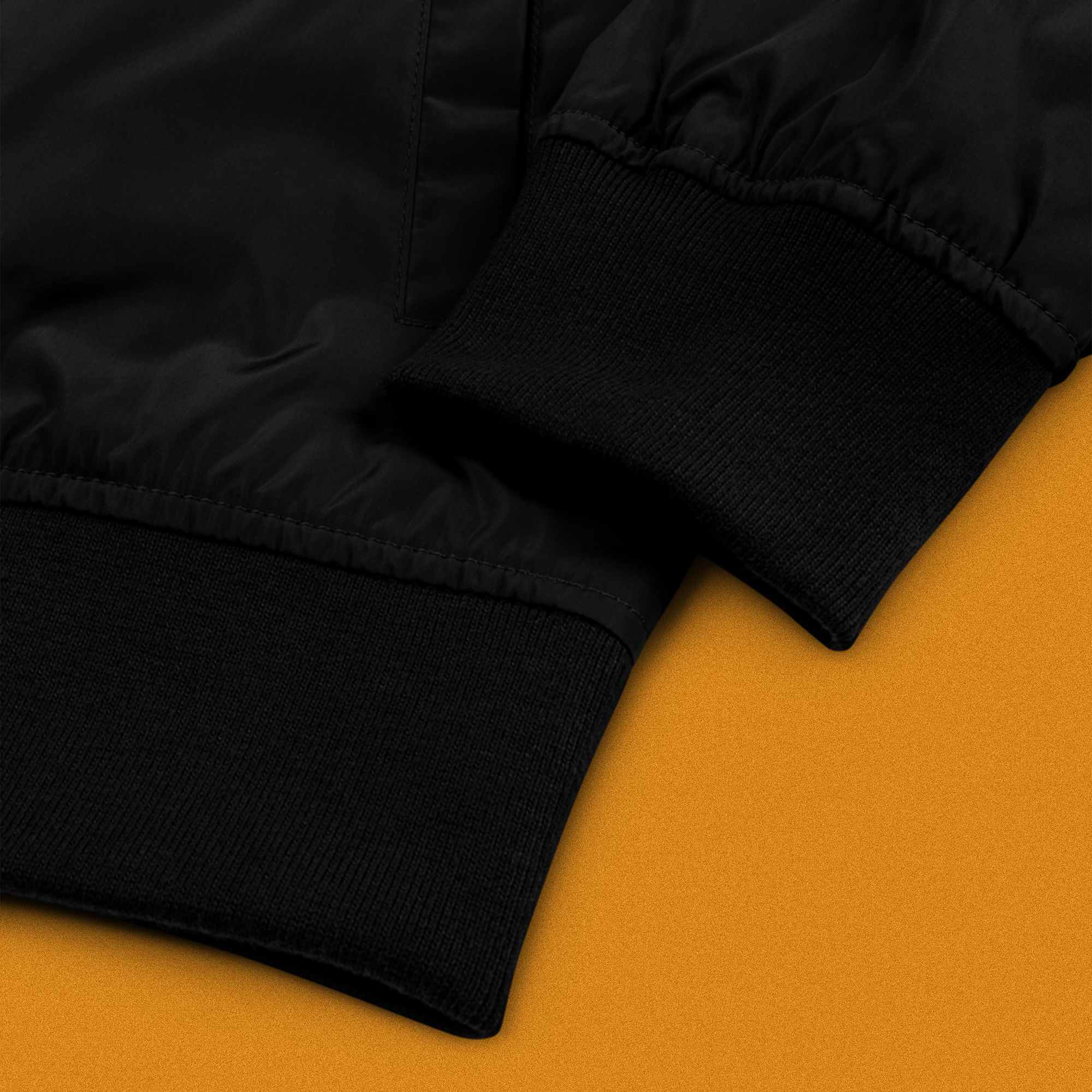 Bitcoin Dominance Bomber Jacket - Close up of sleeve cuff and hem.