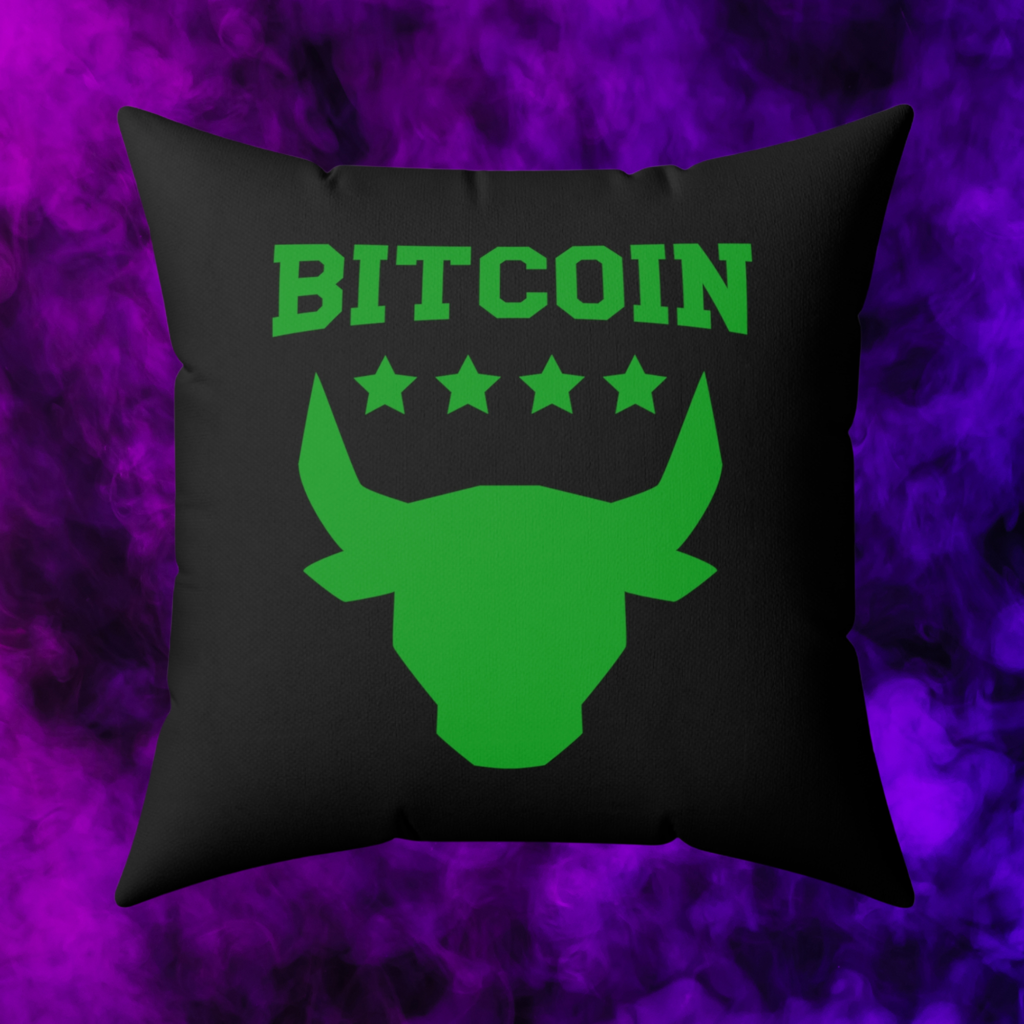Bitcoin Home Decor - Bitcoin Bull Pillow available from NEONCRYPTO STORE.