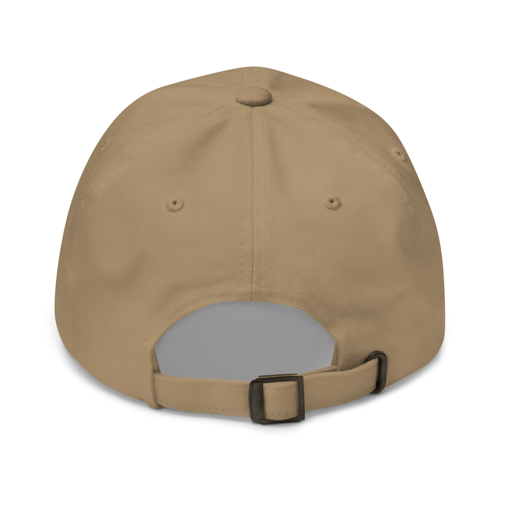 Bitcoin Accessories - The Bitcoin Dominance Hat has an adjustable buckle strapback. Color: Khaki. Back view.