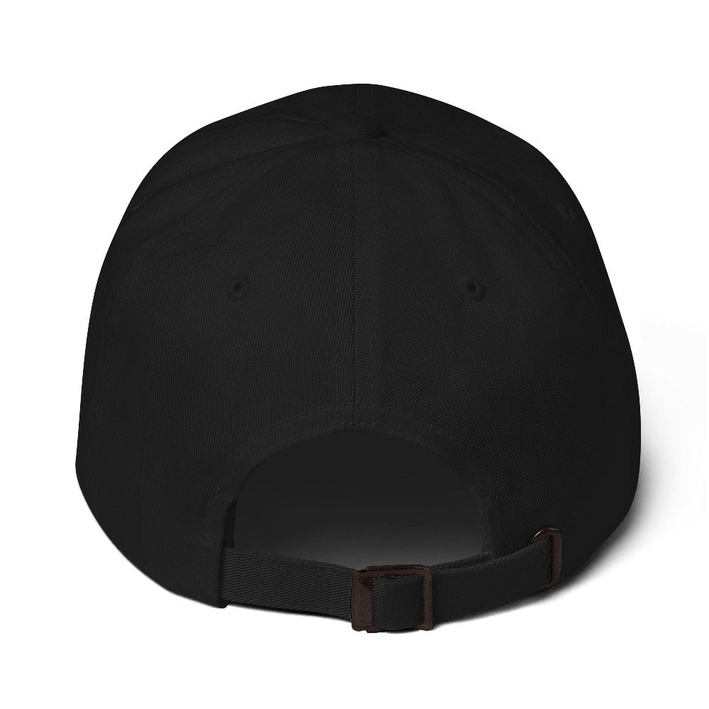 Bitcoin Accessories  - The Bitcoin Dominance Hat has an adjustable buckle strapback. Color: Black. Back view.