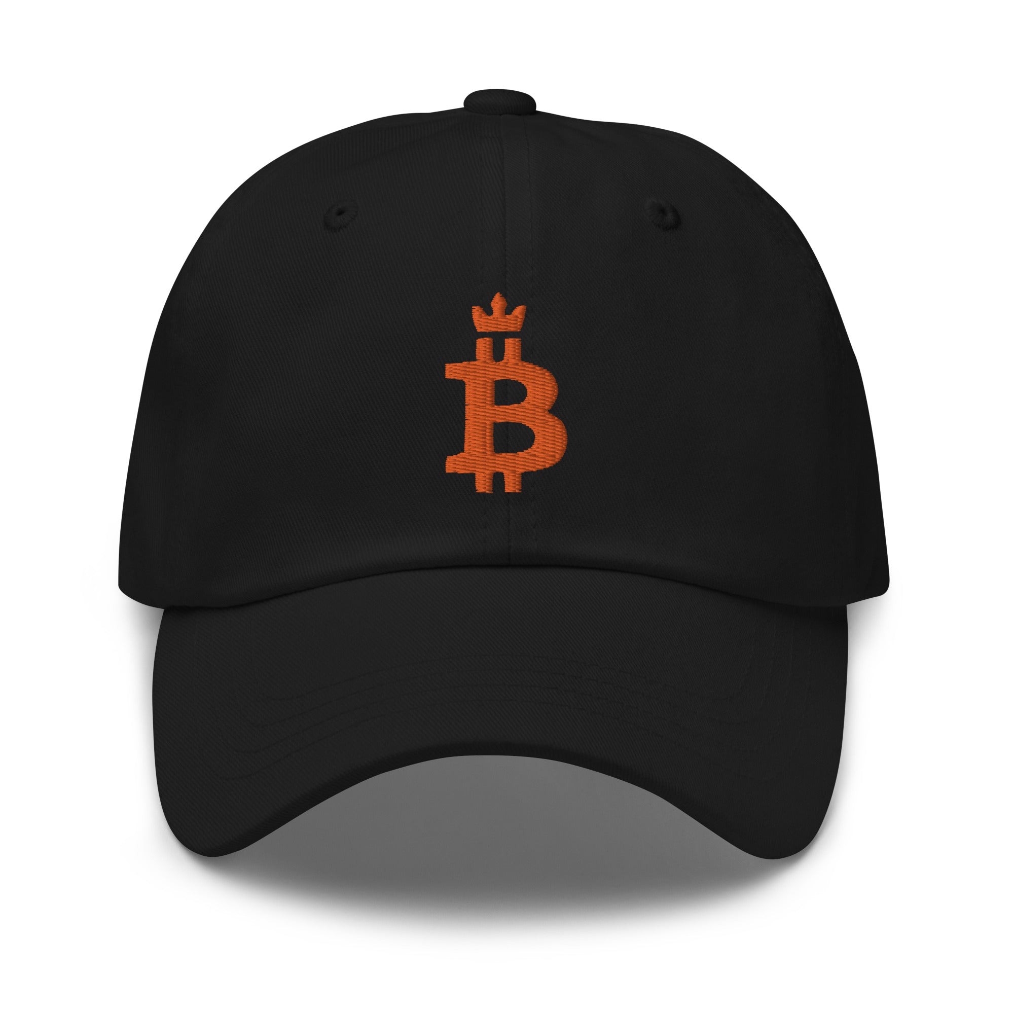 Bitcoin Apparel - Bitcoin Hat - This Bitcoin Dominance Hat features an embroidered design on a black cap. Front view.