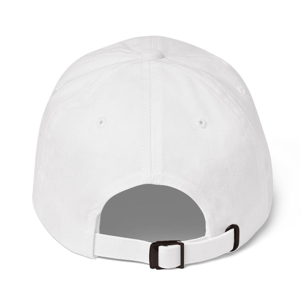 Bitcoin Merchandise  - The Bitcoin Dominance Hat has an adjustable buckle strapback. Color: White. Back view.
