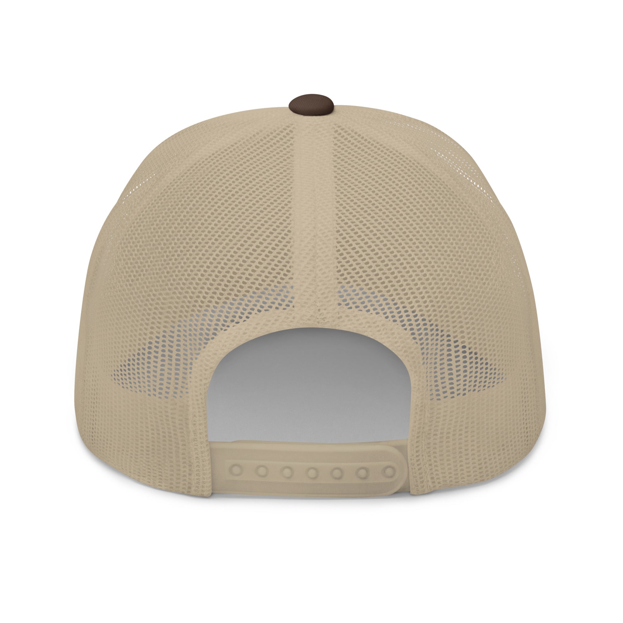 Bitcoin Accessories - The Bitcoin Est. 2009 Trucker Hat has mesh back panels and a snapback closure. Back view.