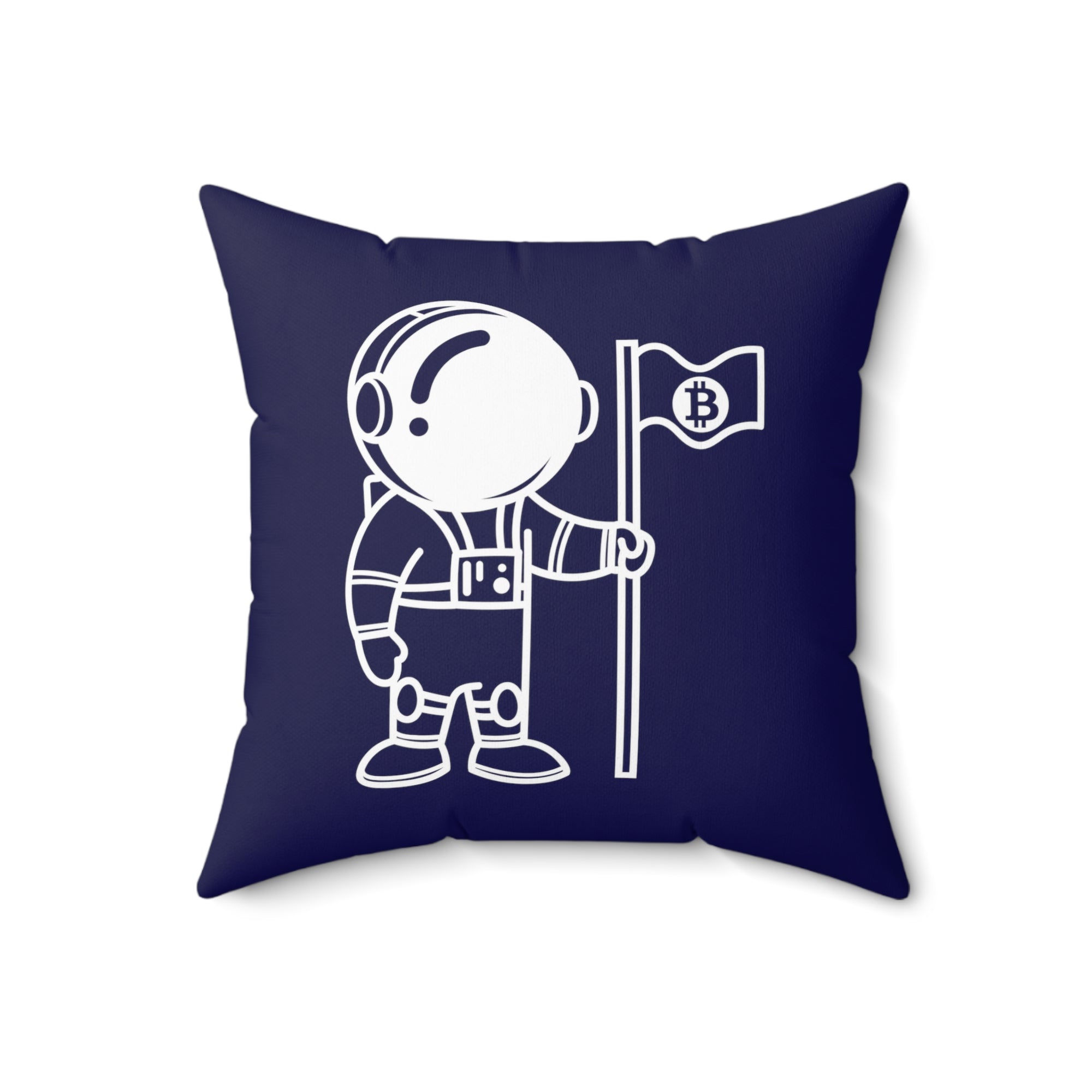 Bitcoin Merchandise - Bitcoin To The Moon Pillow. Close Up View.