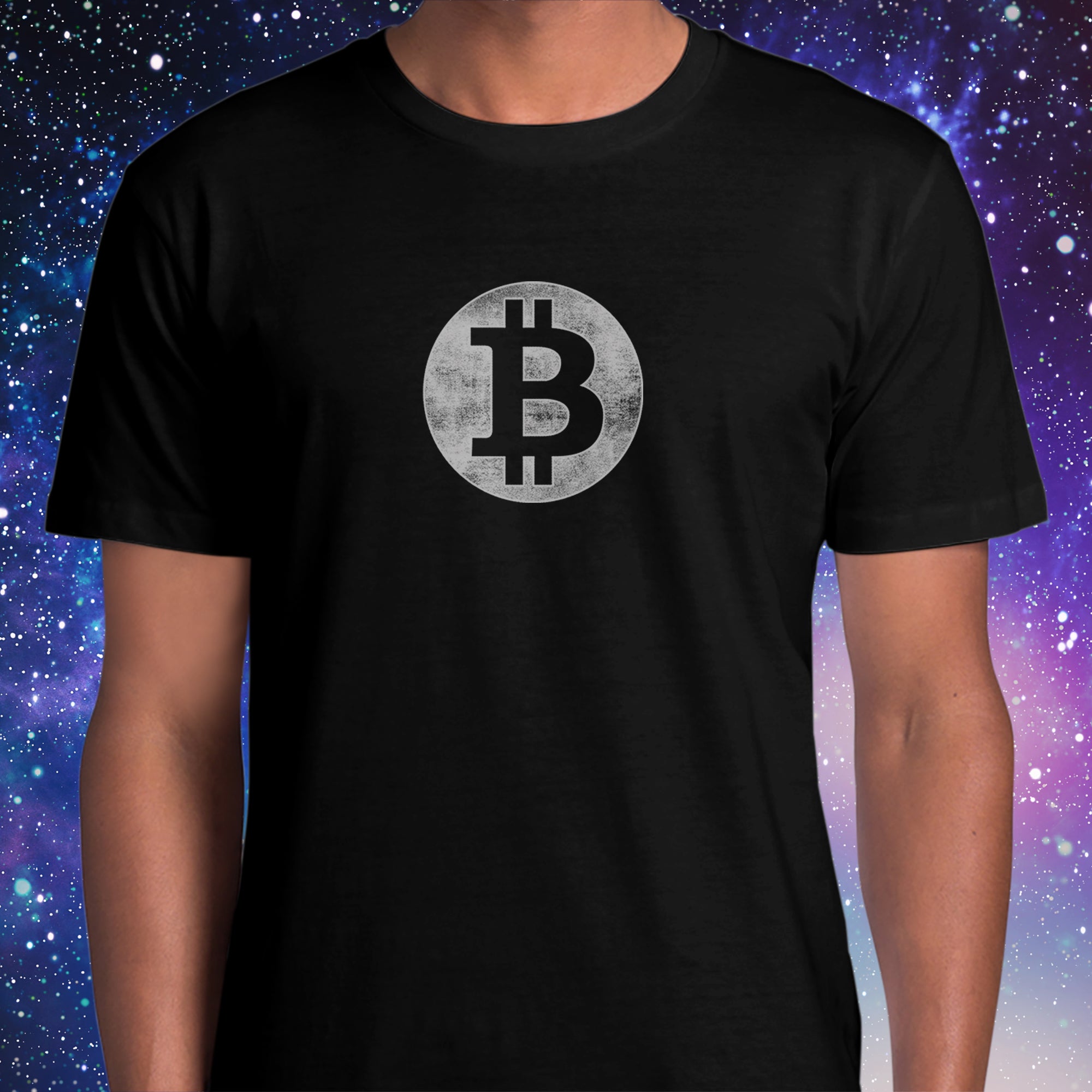 BTC Merch - Bitcoin Moon TShirt (front view). Available at NEONCRYPTO STORE.