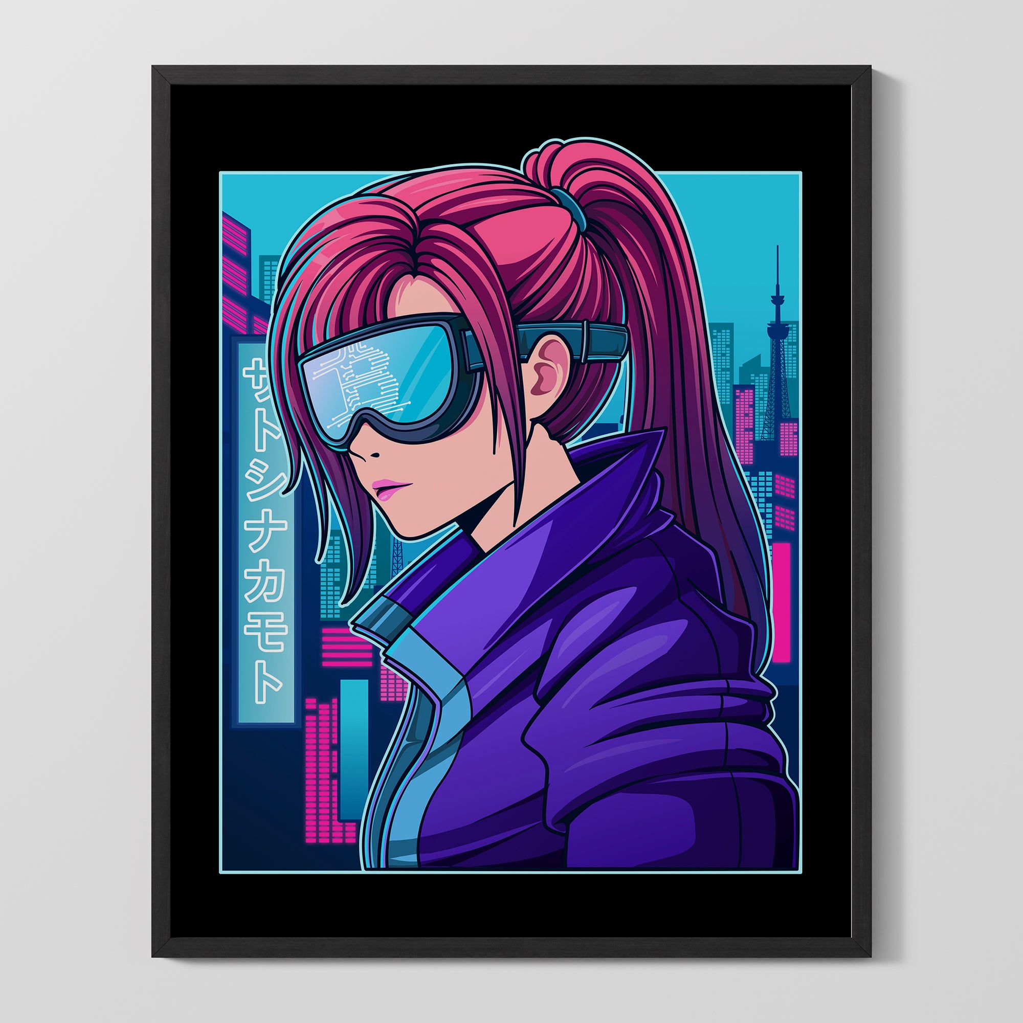 Crypto Art - The Future Is Bitcoin Poster displayed in a frame.