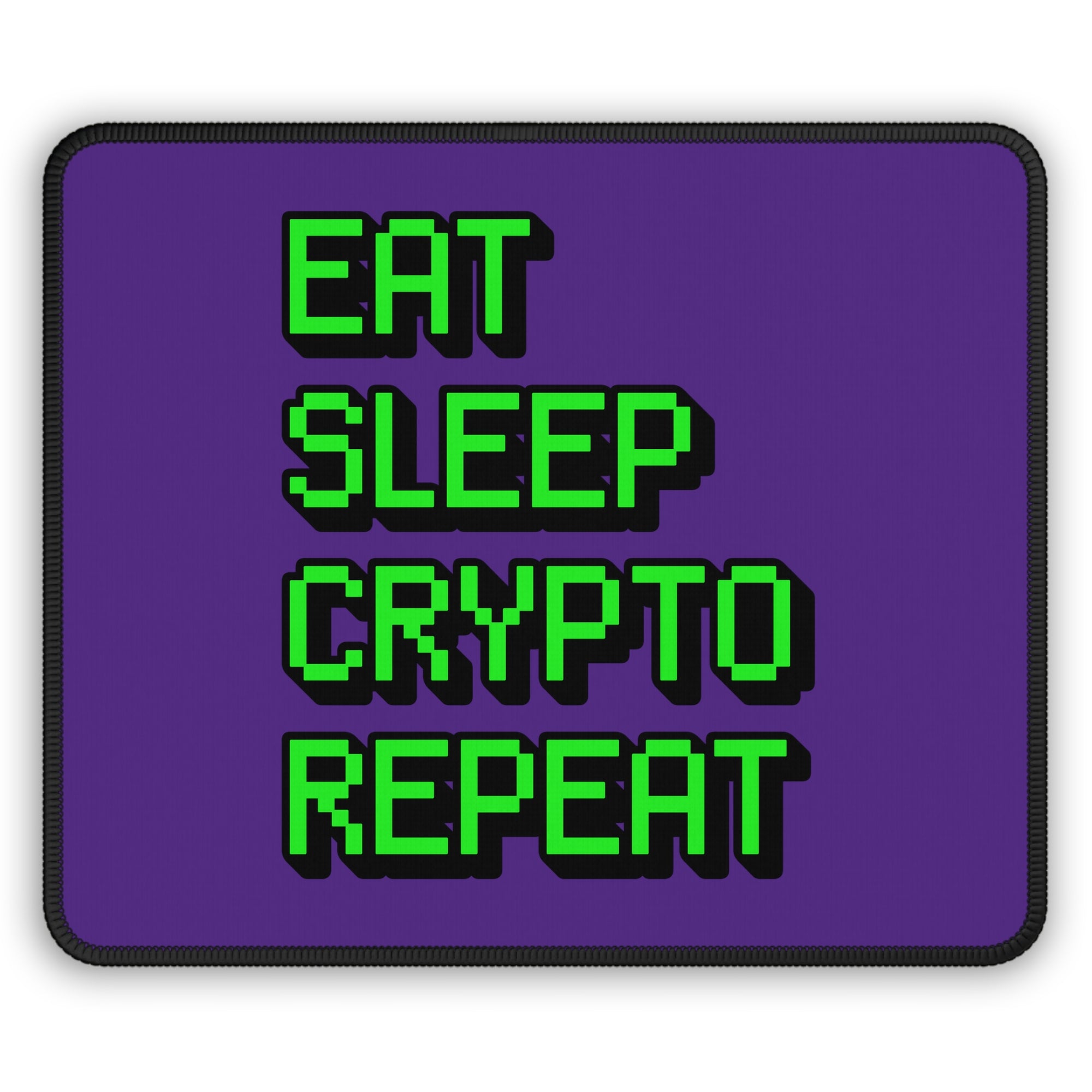 Crypto Merchandise - Eat Sleep Crypto Repeat Mouse Pad Close Up View.