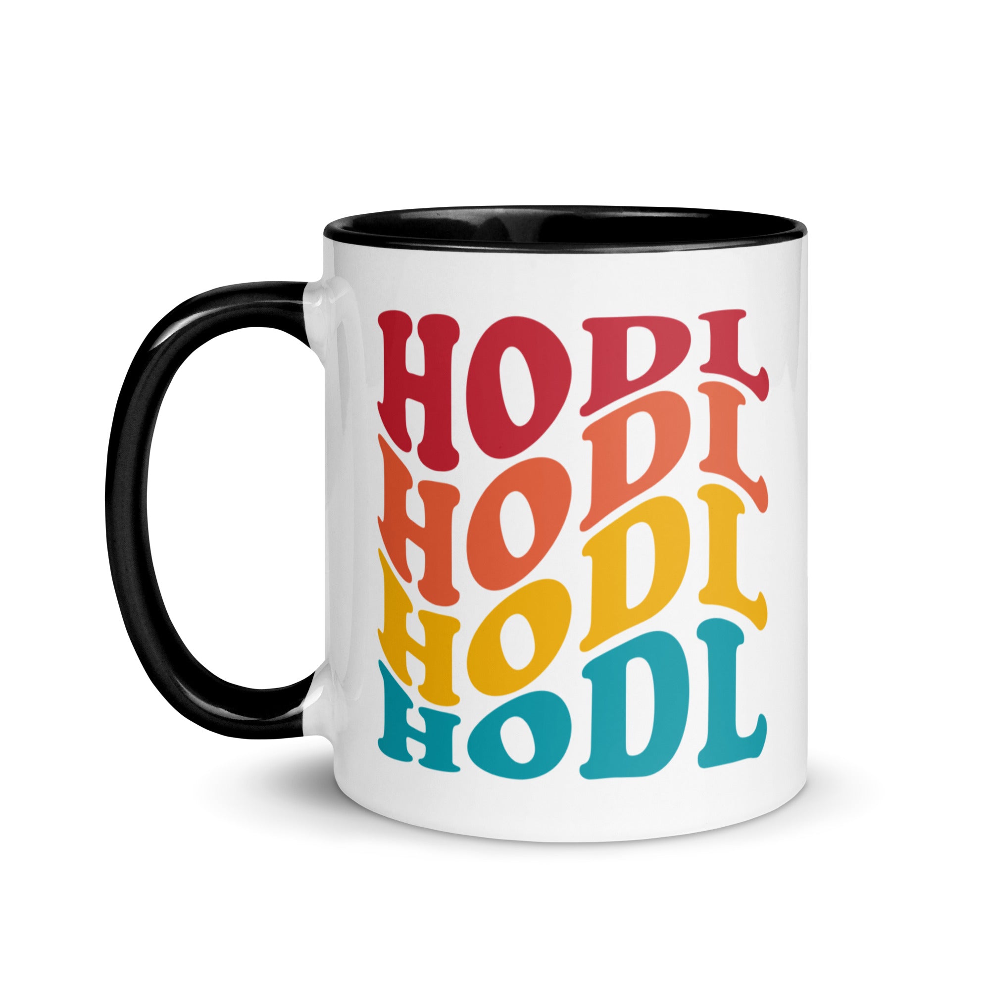Crypto Mugs - HODL Mug. Left handle view.