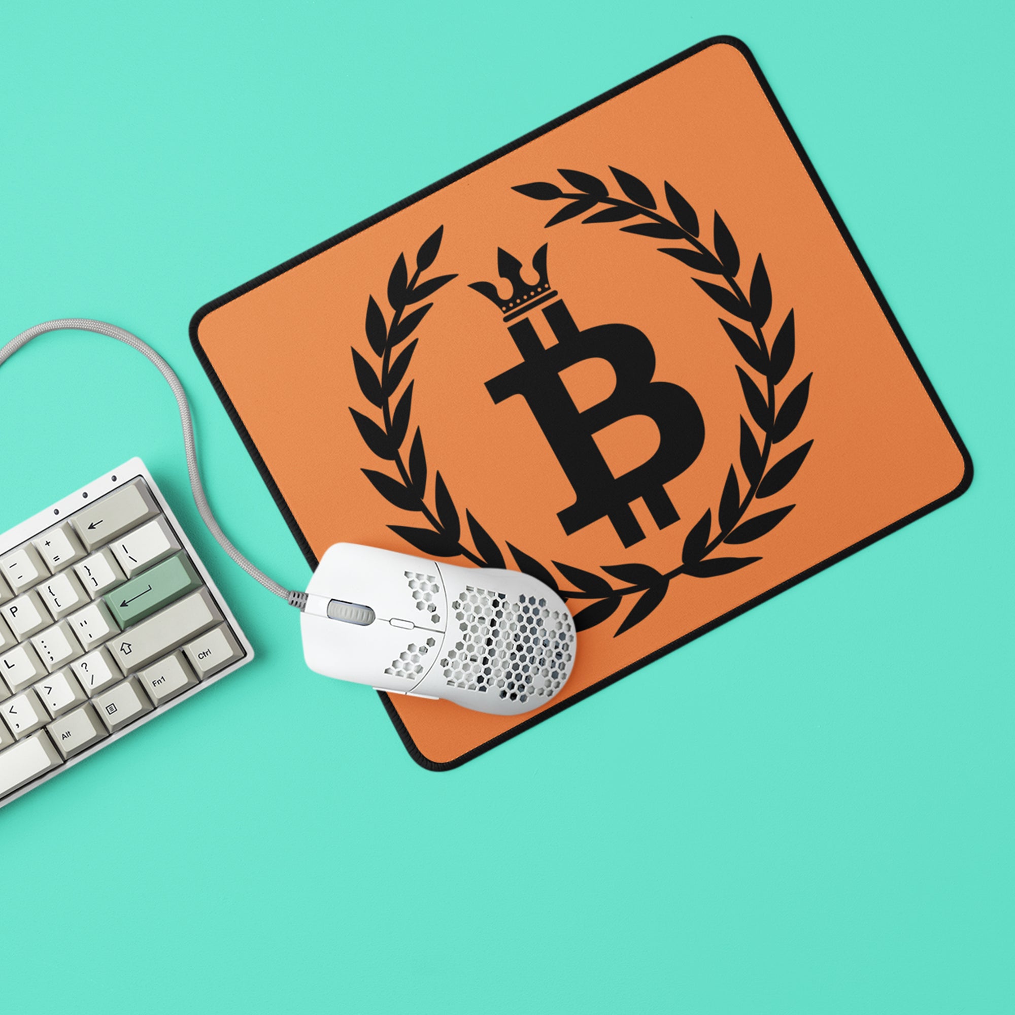 Bitcoin Accessories - Bitcoin Dominance Mouse Pad displayed with keyboard and mouse.