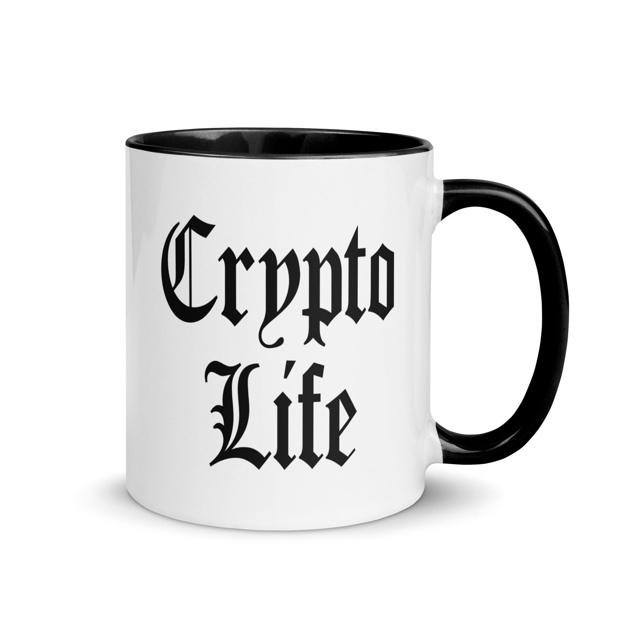 Gifts for Crypto Lovers - Crypto Life Mug. Right handle view.