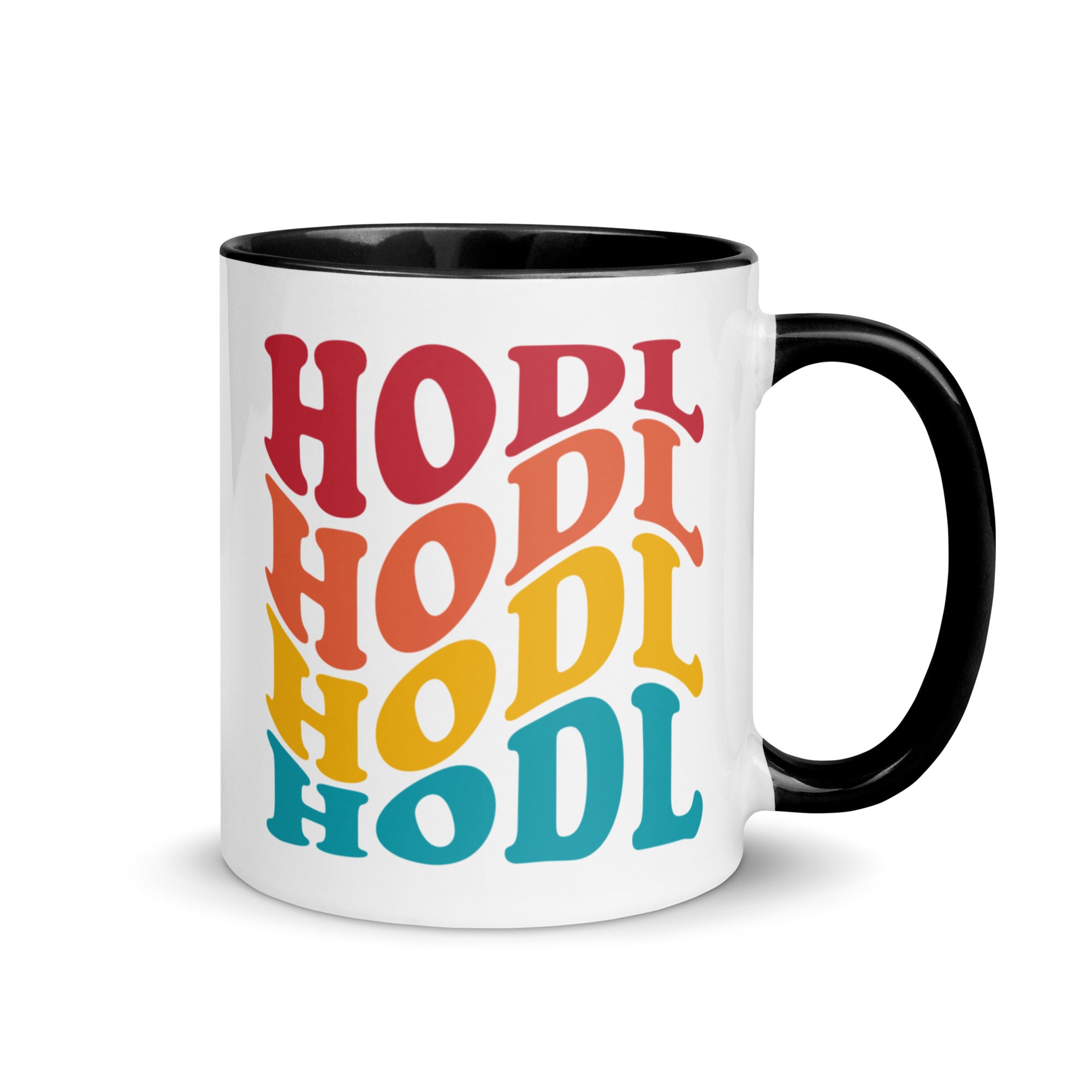 Gifts for Crypto Lovers - HODL Mug. Right handle view.