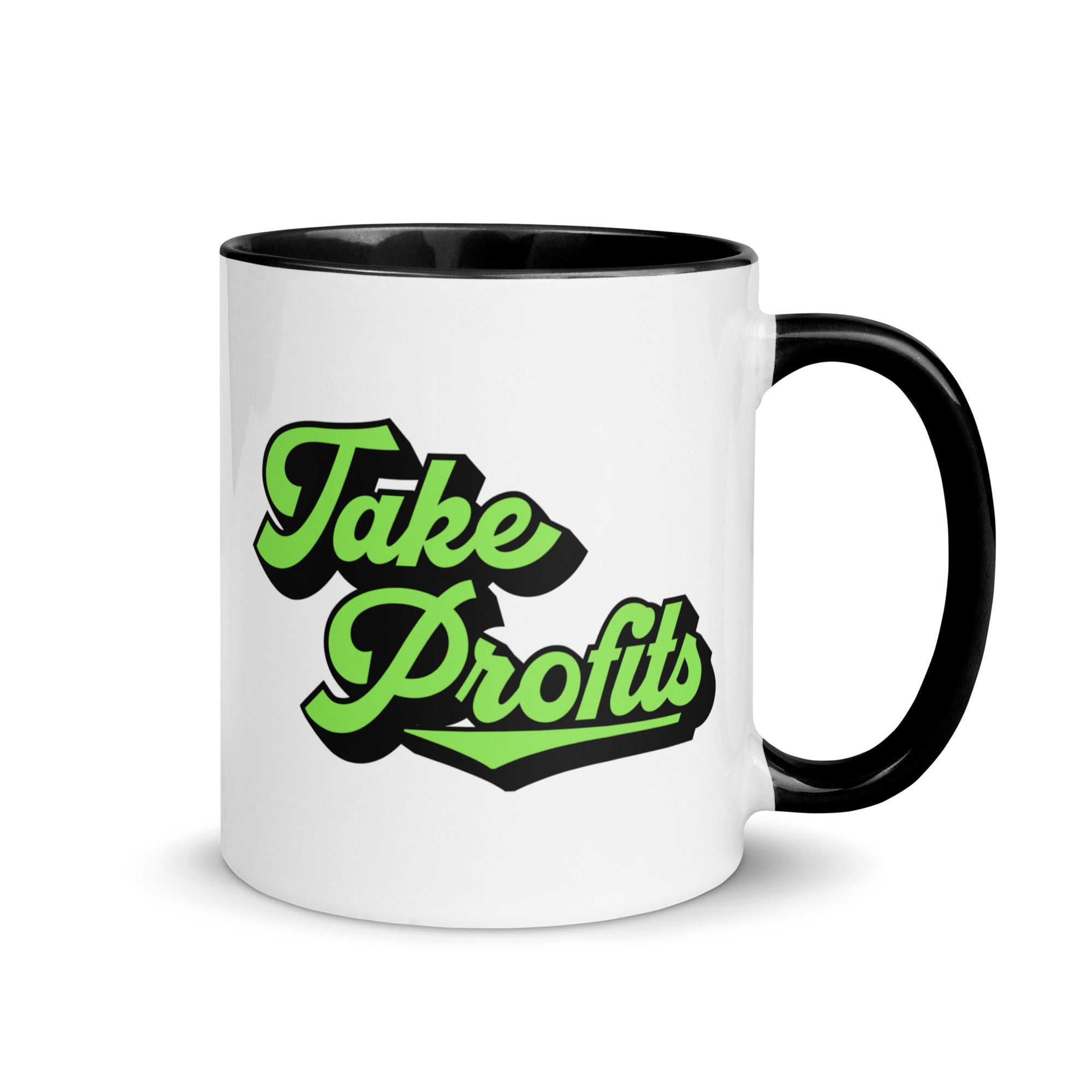 Gifts for Crypto Lovers - Take Profits Mug. Right handle view.