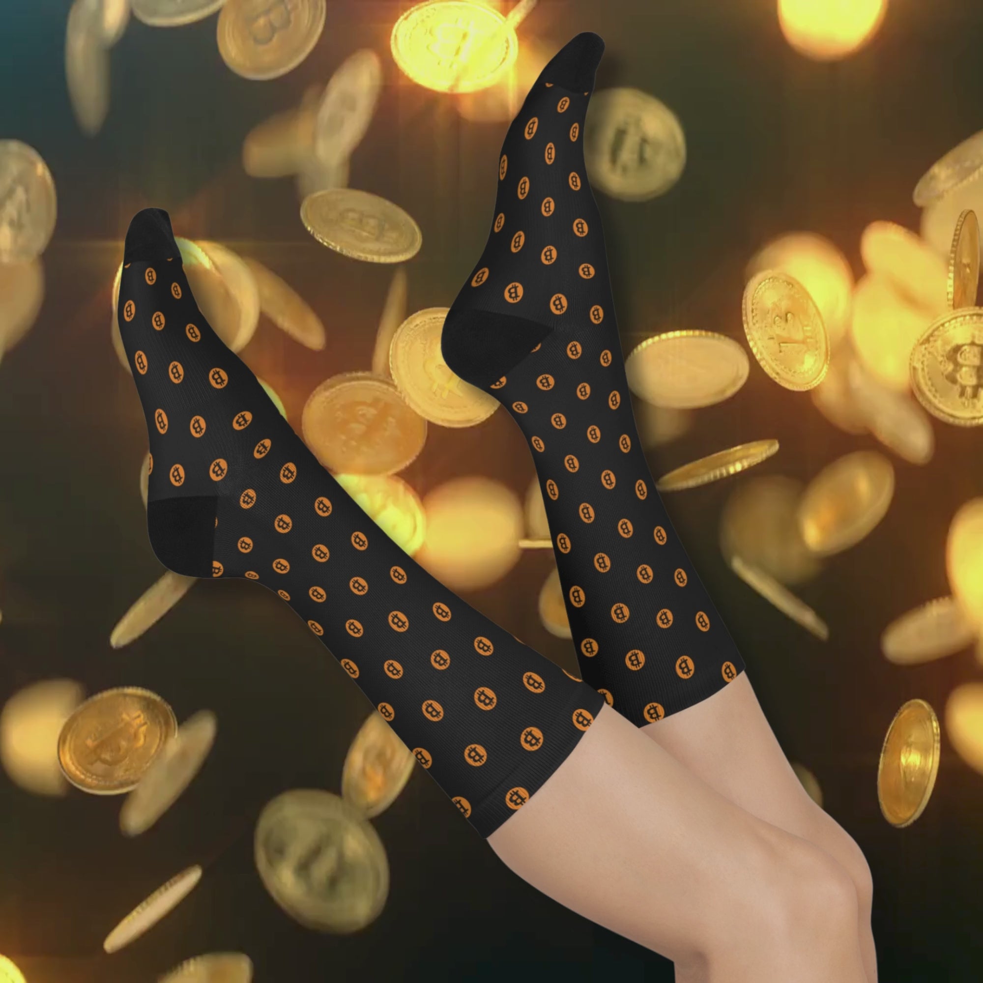 Gifts for Bitcoin Lovers - Bitcoin Logo Socks. Available from NEONCRYPTO STORE.