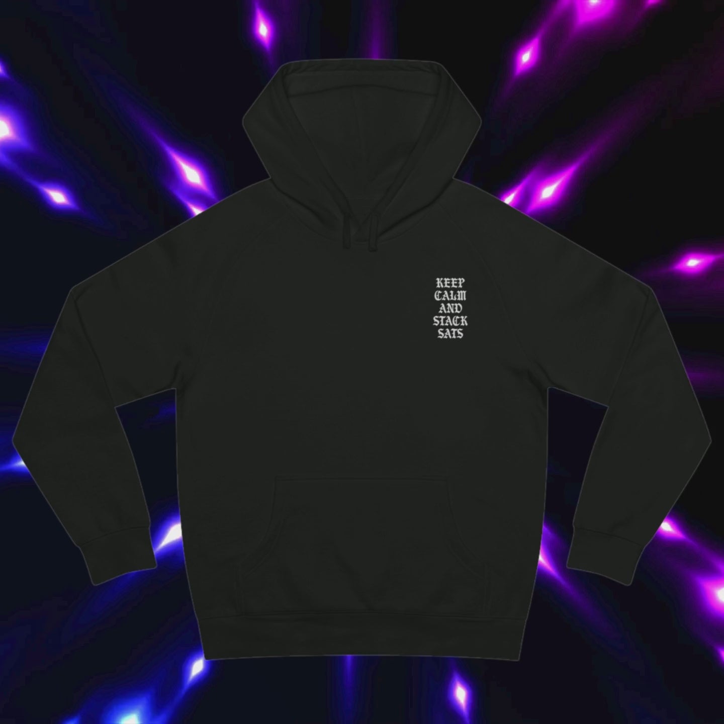 Bitcoin Apparel - Keep Calm And Stack Sats Hoodie (Gothic Style) video. Available at NEONCRYPTO STORE. 