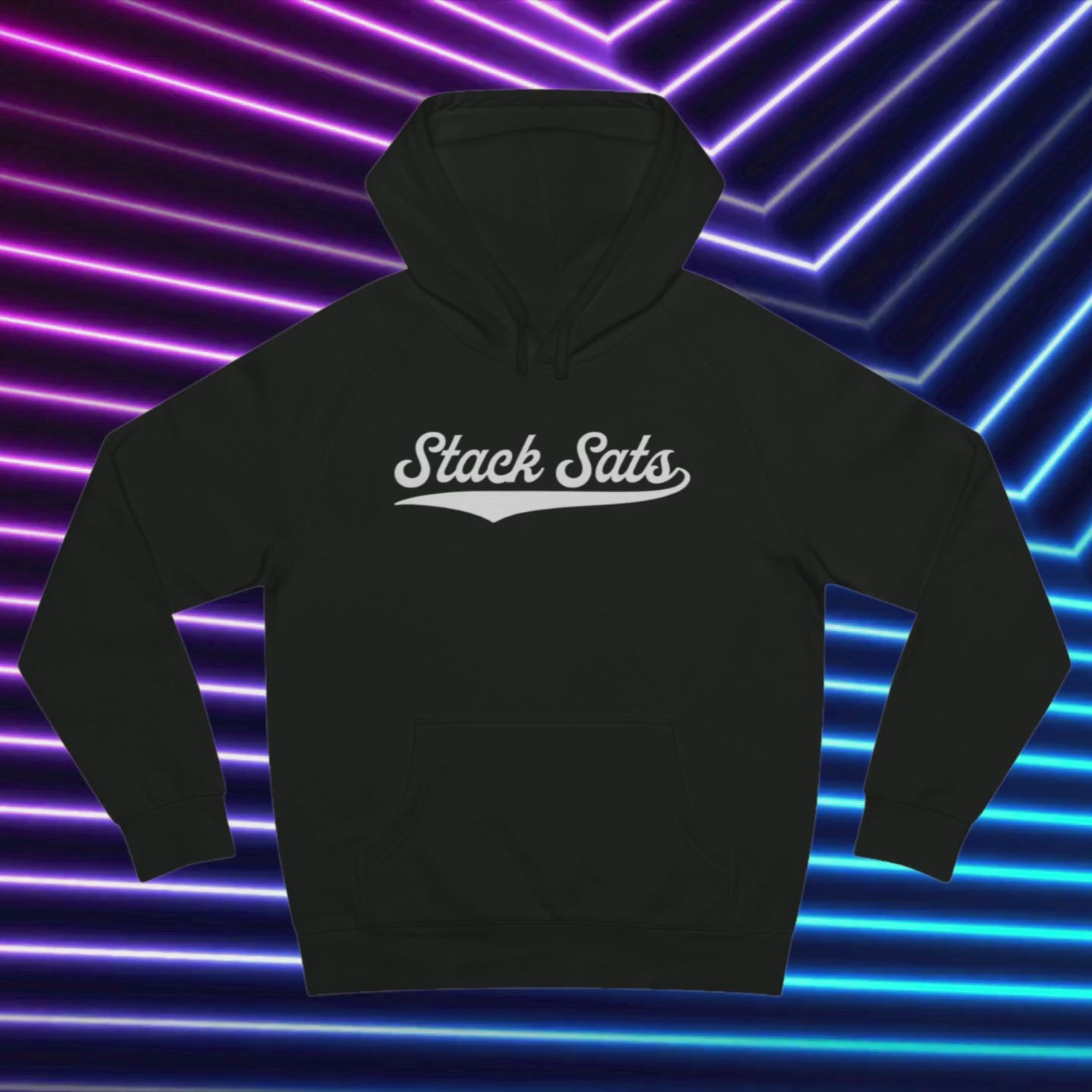 Stack Sats Hoodie (White Logo) Video. Available at NEONCRYPTO STORE. 