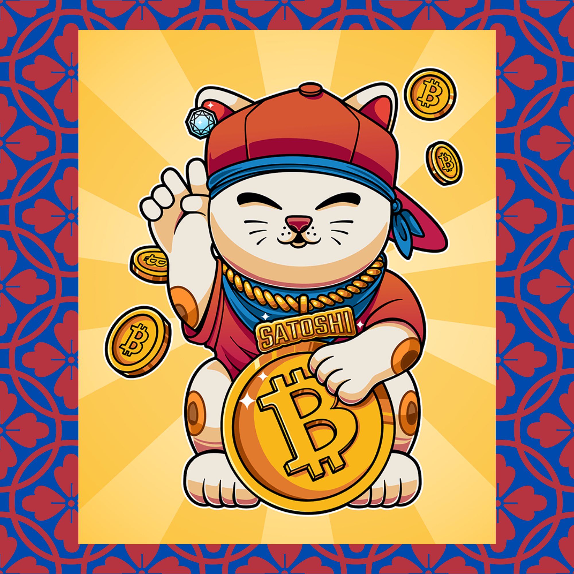 Bitcoin Wall Decor. The Satoshi Lucky Cat Poster is a fun and cool way to display your passion for Bitcoin.