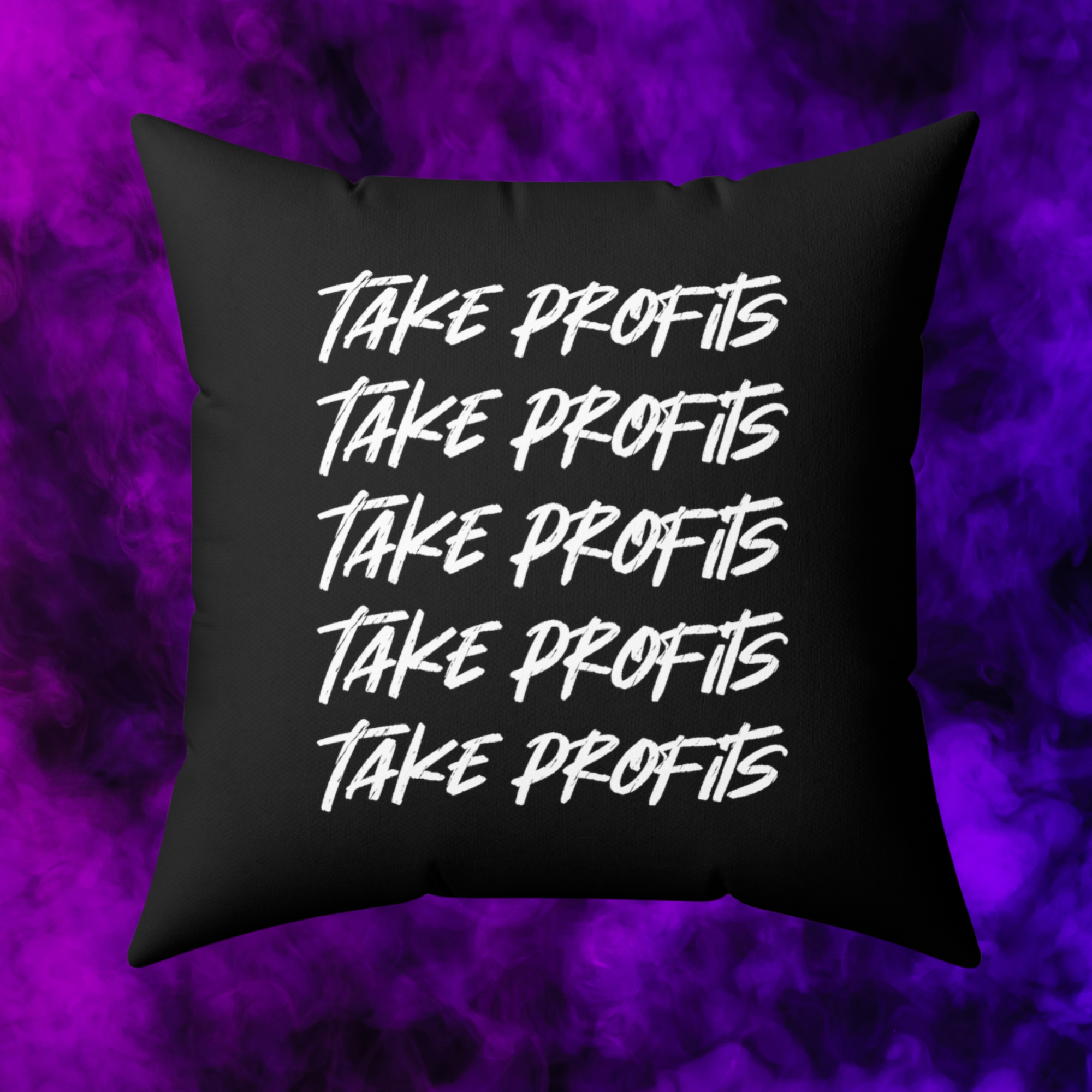 Crypto Home Decor - Take Profits Pillow available from NEONCRYPTO STORE.