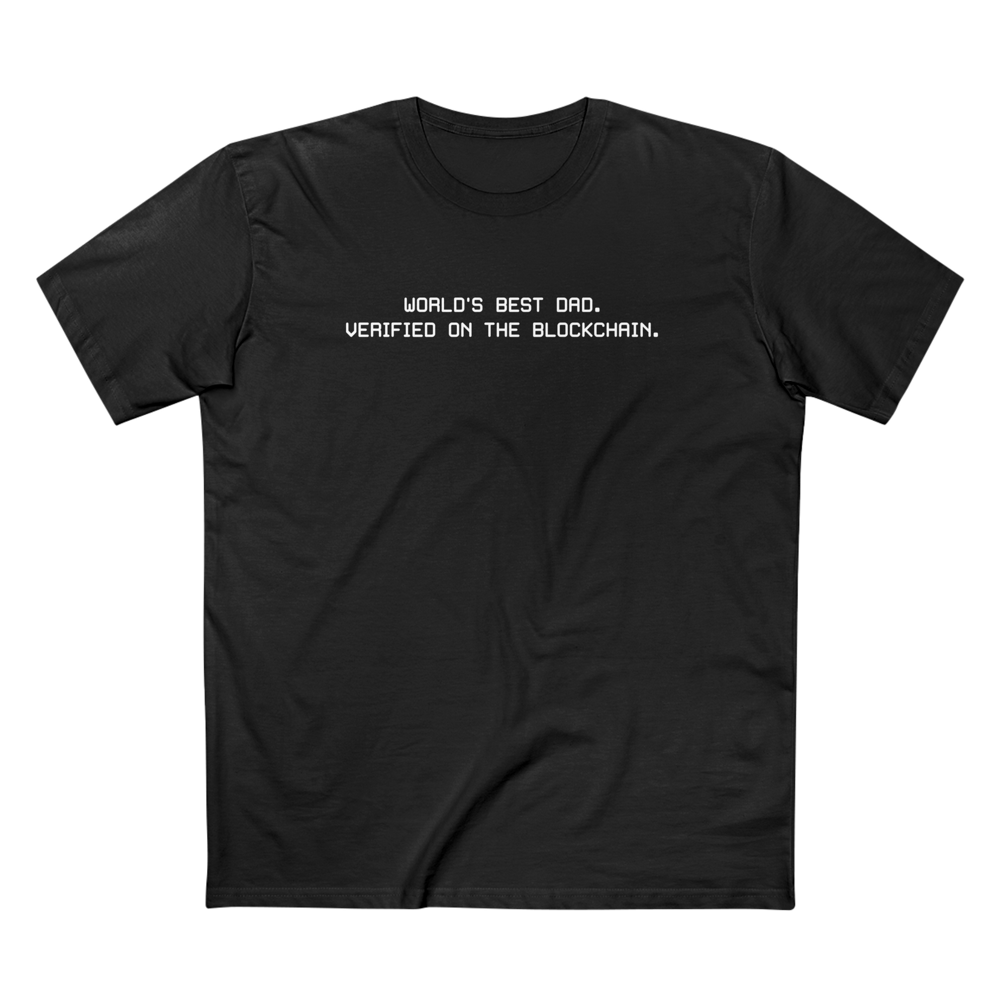Crypto Shirt - World's Best Dad - Verified On The Block Chain T-Shirt. Available from NEONCRYPTO STORE.